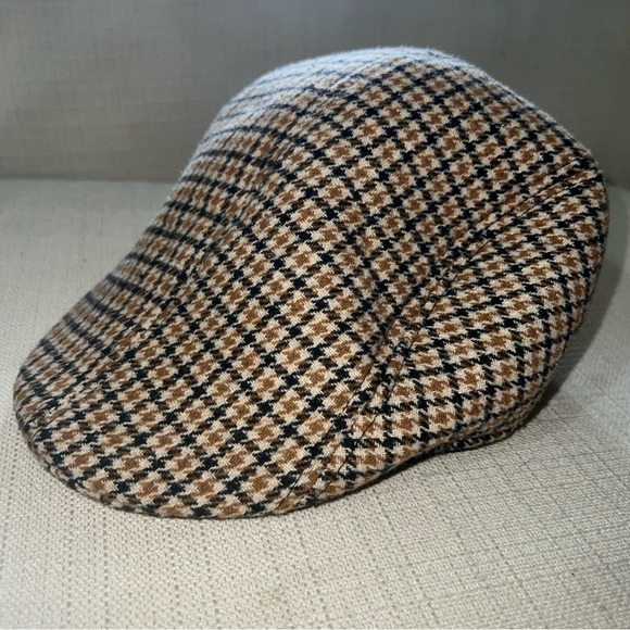 Westend Brown/Gold/Cream Houndstooth Newsboy Cabbie Hat Cap Size S/M - Picture 2 of 6